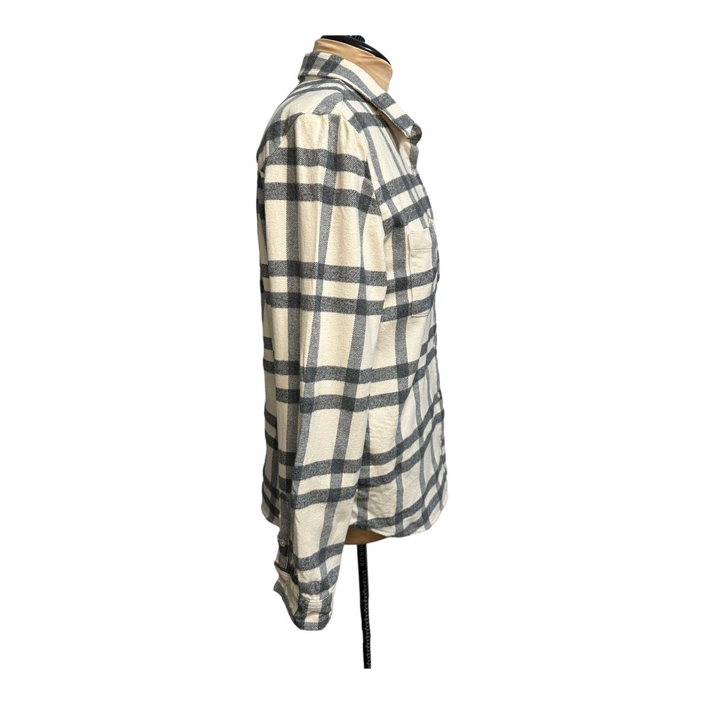 Altar’d State Women’s XL Cream Gray Plaid Flannel Button Down Shirt Oversized - Picture 3 of 6